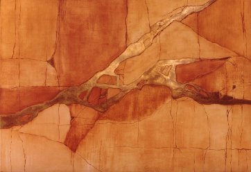 "La traversata in ocra", 92 x 65 cm