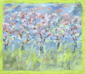 "Blühende Pfirsichbäume", 80 x 70 cm