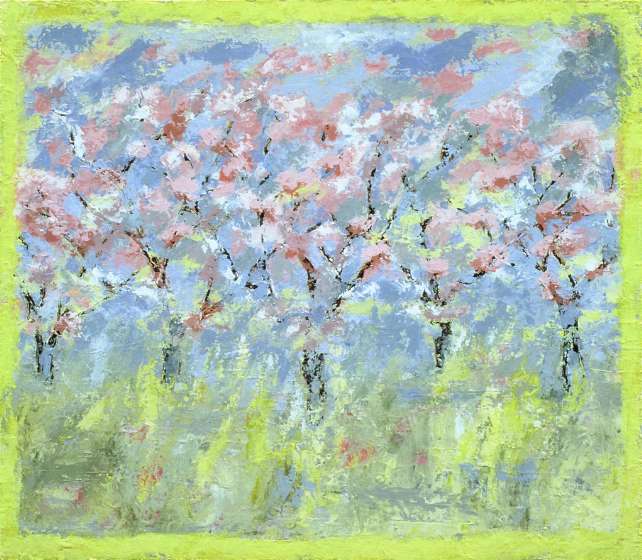 "Peaches in blossom"